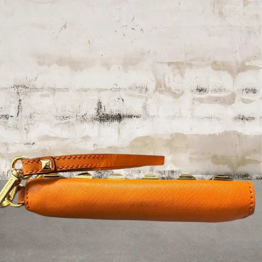 GIVY Michael Kors Orange Studded Wristlet Wallet or Beauty Item - Picture 6 of 7